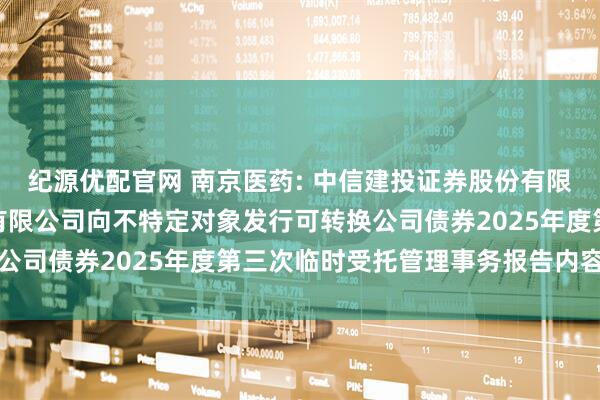 纪源优配官网 南京医药: 中信建投证券股份有限公司关于南京医药股份有限公司向不特定对象发行可转换公司债券2025年度第三次临时受托管理事务报告内容摘要